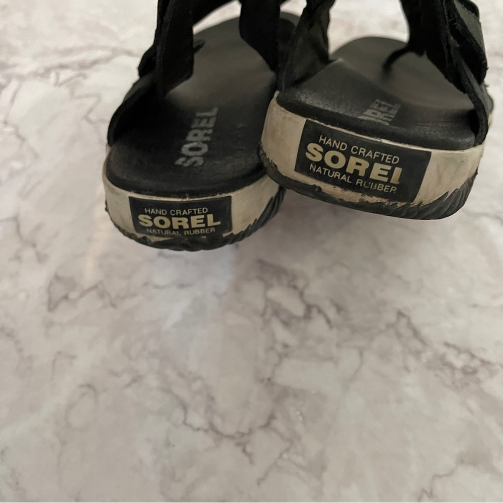 Sorel Size 10 Out N About Black Leather Slingback Thong Sandals NL 3259-010 shoe - Picture 9 of 13